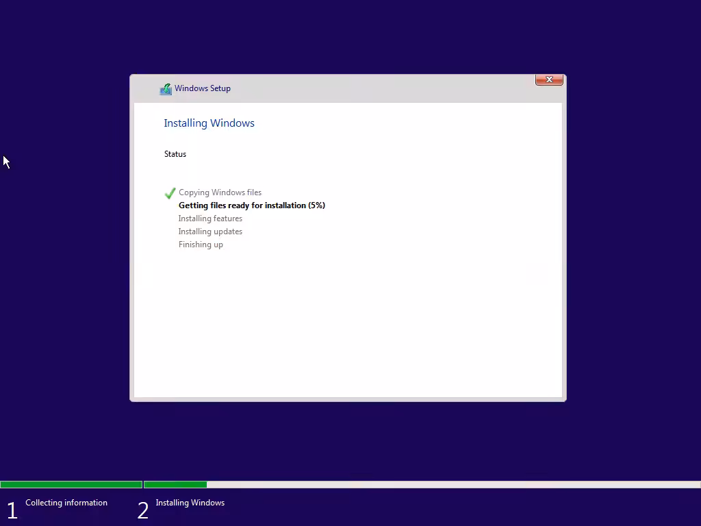 windows 11 installing in progress