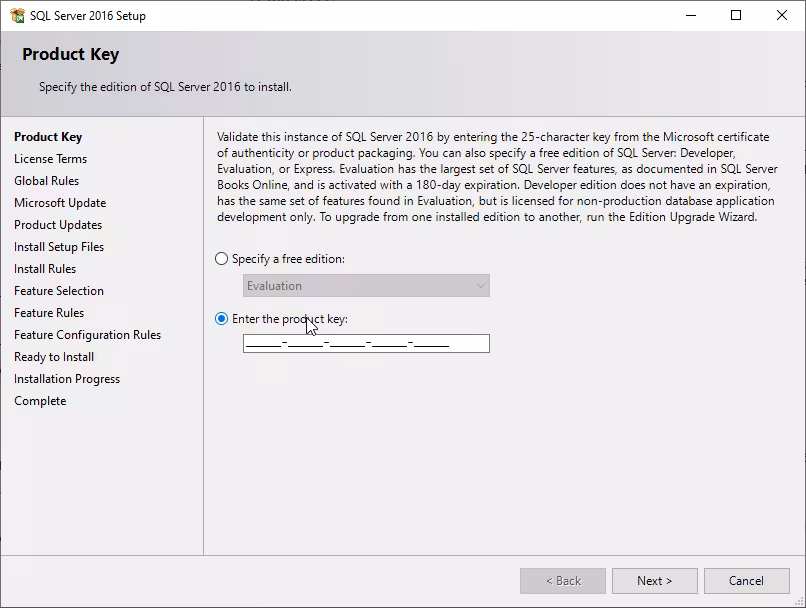 Activare licenta SQL Server Standard 2016